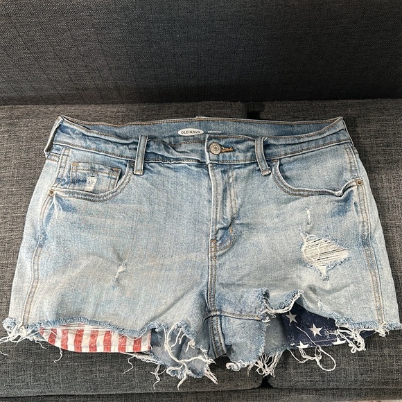 Old Navy Stars & Stripes Light Wash Denim Short Size 6 - Picture 5 of 7
